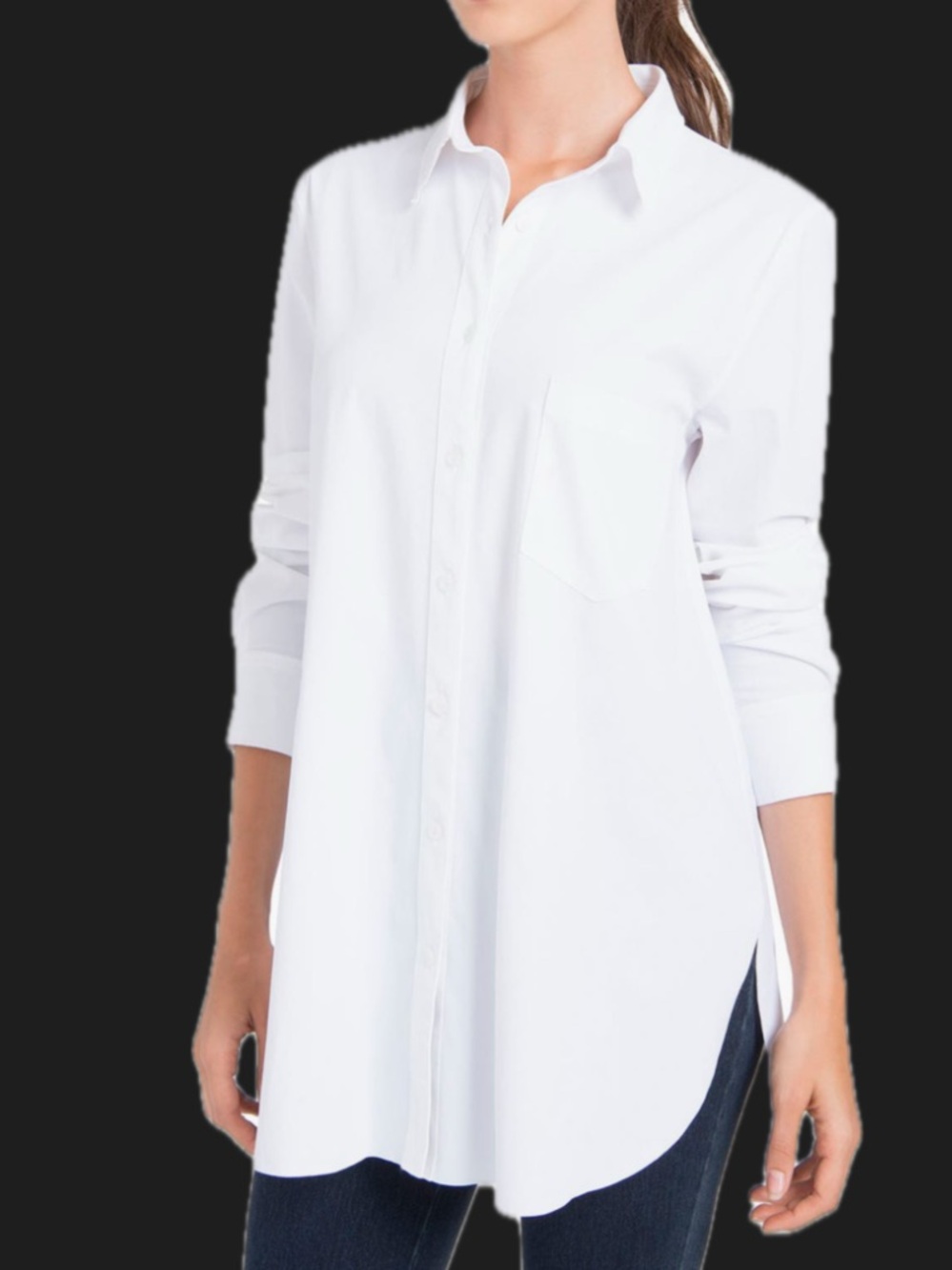 J. Jill Oversized White Button-Down Tunic with Buttons on the Sides